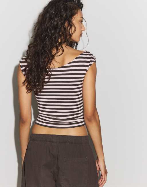 Stradivarius - Pastellyserød top uden ærmer med multi-draperinger, 3 af 4