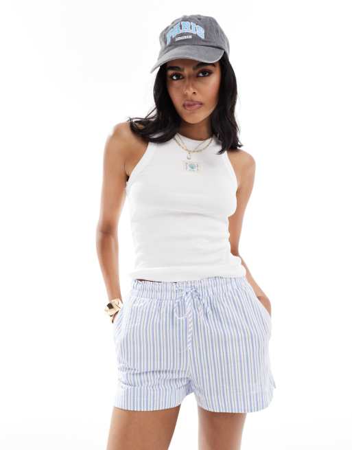 Stradivarius patch detail tank top in white