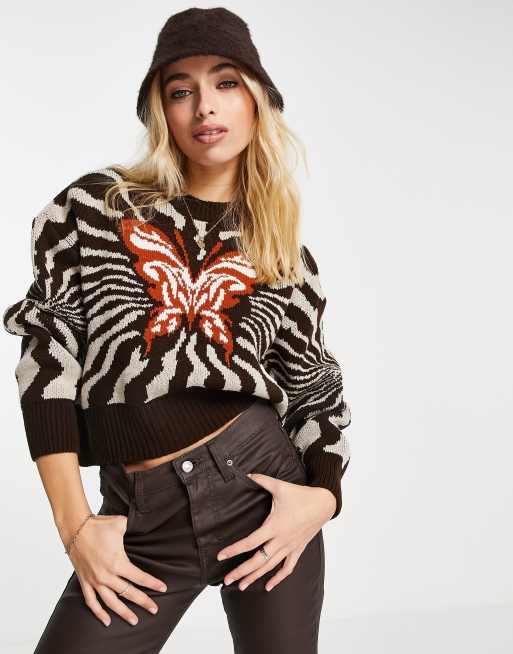 Stradivarius pattern jumper with butterfly graphic