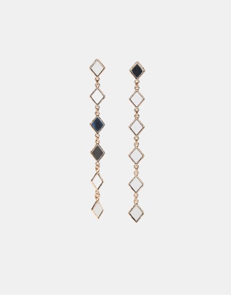 Stradivarius - Pendants d'oreilles effet miroir - Doré - view 1