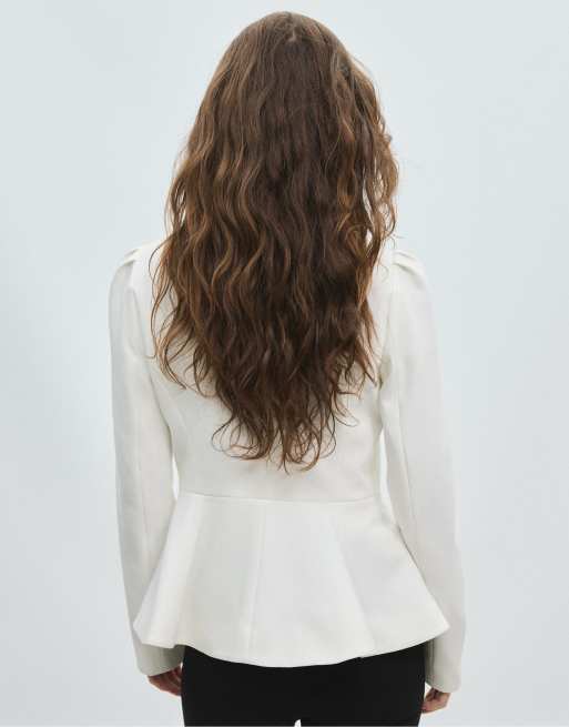 Stradivarius peplum-blazer i ecru, 3 af 7