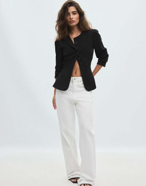 Stradivarius Peplum blazer in black - view 1