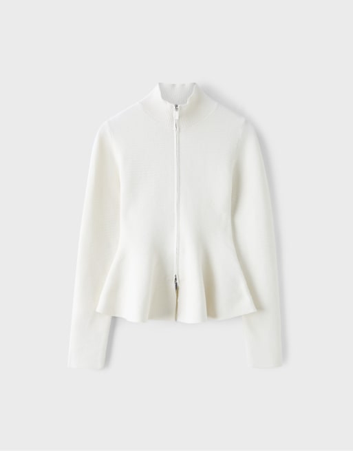 Stradivarius Peplum knit sweater in ice, 6 of 7