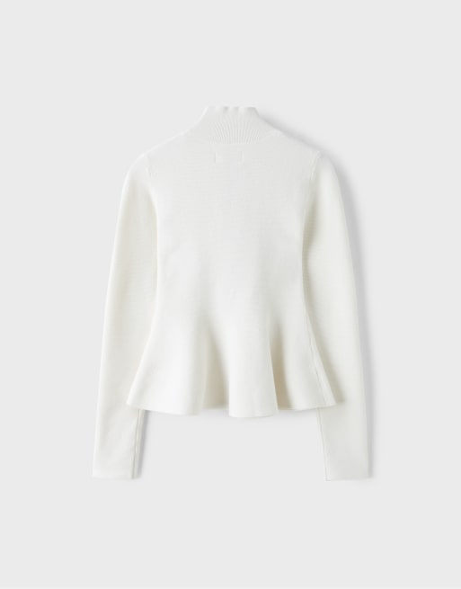 Stradivarius peplum striksweater i isblå, 7 af 7