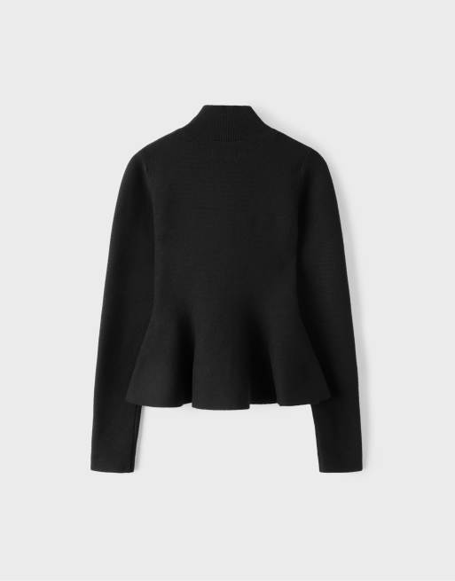 Stradivarius peplum trui in zwart, 7 van 7