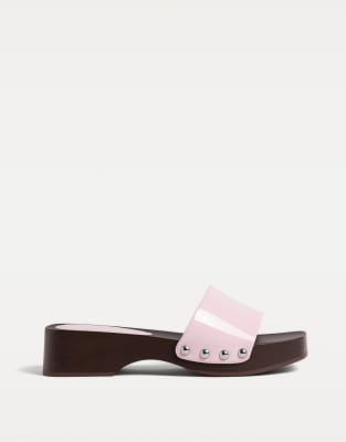 Stradivarius - Perlenbesetzte Clogs in Pink-Rosa