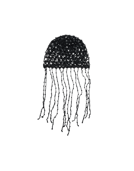 Stradivarius pet met lange franjes in zwart, 2 van 4