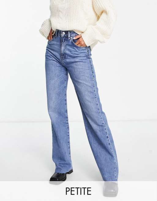 Stradivarius Petite - 90'er-dad-jeans i mediumblå 