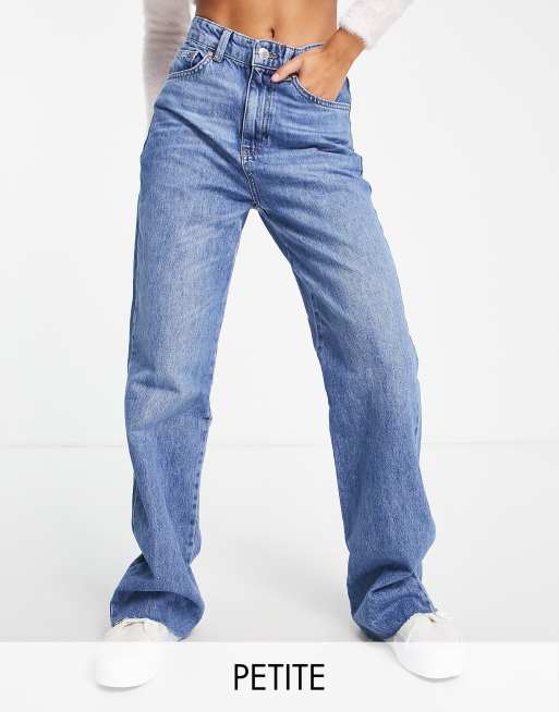 Stradivarius Petite 90s dad jean in medium blue