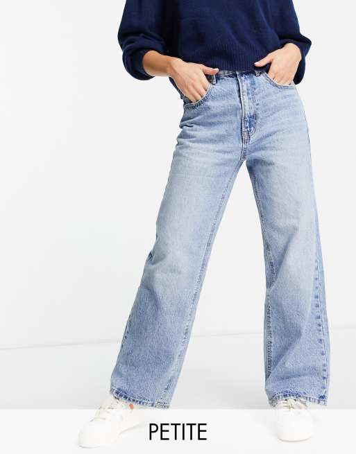 Stradivarius Petite 90s dad jean in vintage blue ASOS