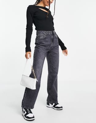 Stradivarius Petite 90s dad jean in washed black