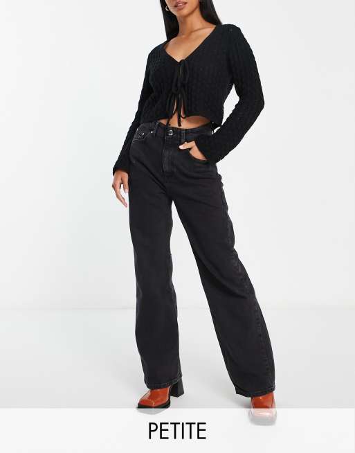 Stradivarius Petite 90s dad jeans in black 