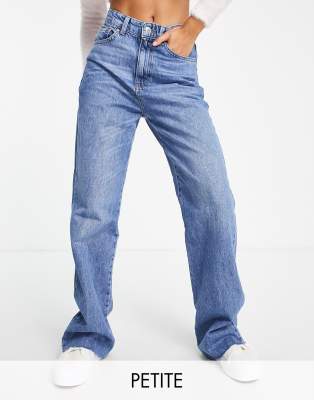 Stradivarius - Petite 90s dad jeans in medium blue-Blues