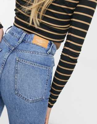 Stradivarius Petite 90s dad jeans in medium blue