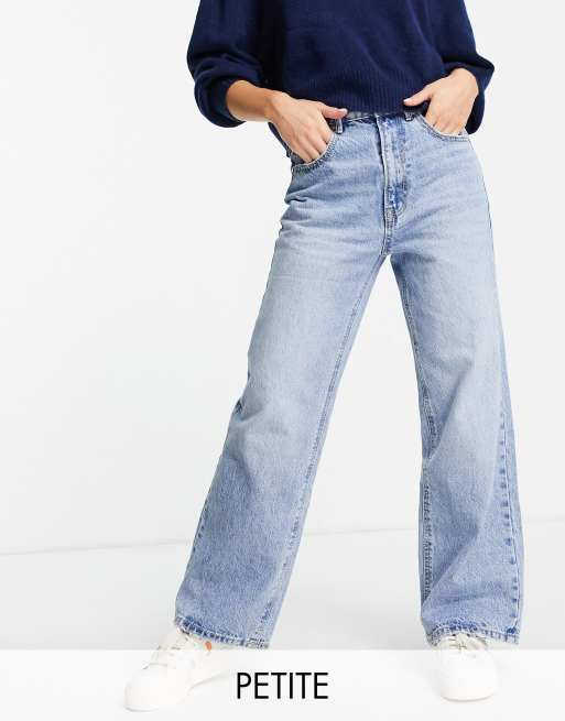 Stradivarius Petite 90s dad jeans in vintage blue 