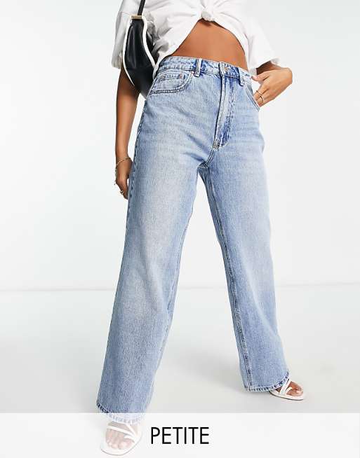 Stradivarius Petite 90s dad jeans in vintage blue | ASOS