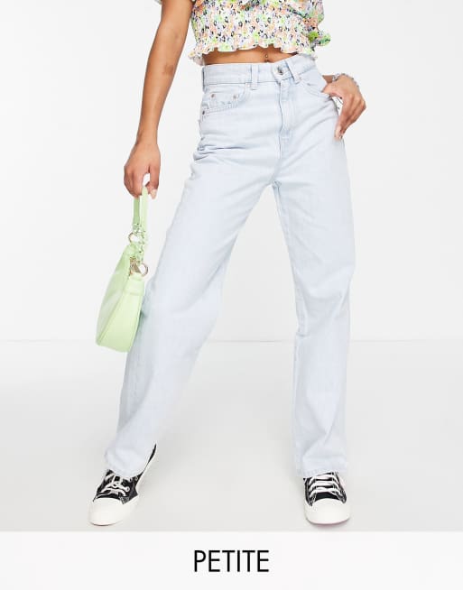 Stradivarius Petite – Bielone jeansy typu dad w stylu lat 90.