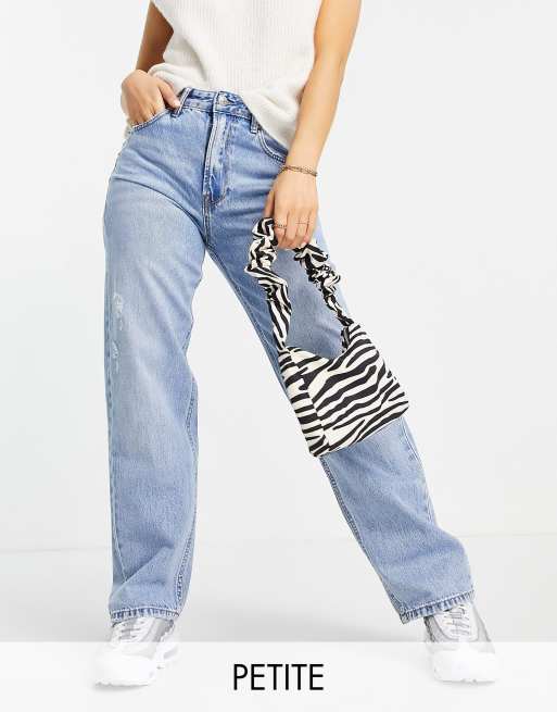 Stradivarius Petite boyfriend jean in medium blue