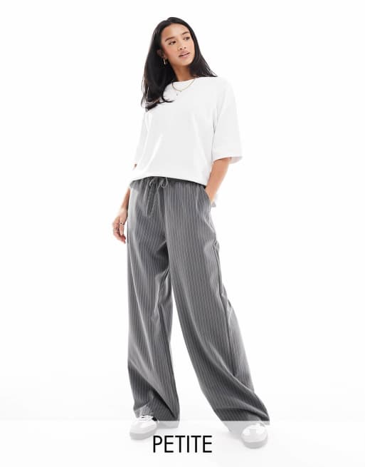 Stradivarius Petite - Broek met elastische taille in grijs