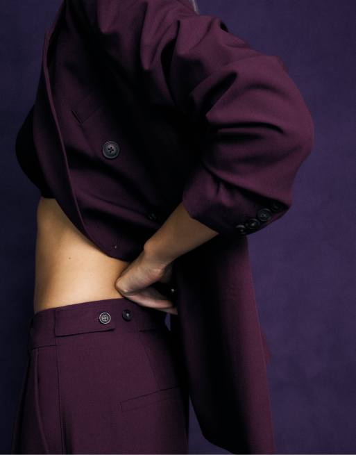 Stradivarius Petite broek met wijde pijpen in paars, 4 van 7