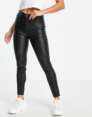 ASOS - Stradivarius Petite coated push up jeans in black