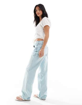 STRADIVARIUS PETITE D03 LOW RISE STRAIGHT LEG JEANS 