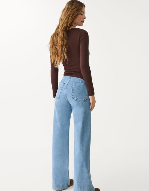 Stradivarius Petite – D77 – Jeans in Hellblau mit minimalistischen Taschen, 2 von 4