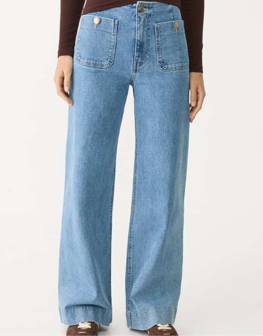 Stradivarius Petite - D77 - Jeans minimal azzurri con tasche, 4 di 4