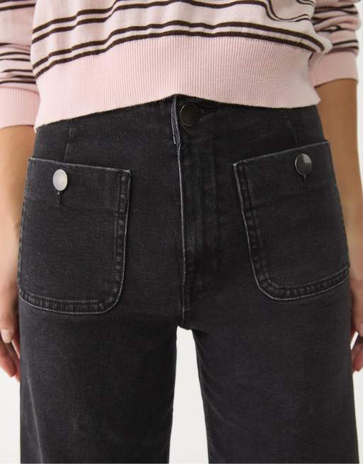 Stradivarius Petite - D77 - Jeans minimal nero slavato con tasche, 3 di 4