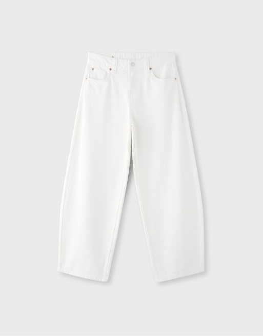 Stradivarius Petite d80 Barrel-Fit-Jeans in Vanille, 6 von 7
