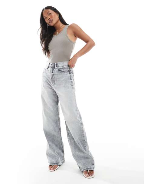 Stradivarius Petite D88 baggy jeans in grey wash - view 1