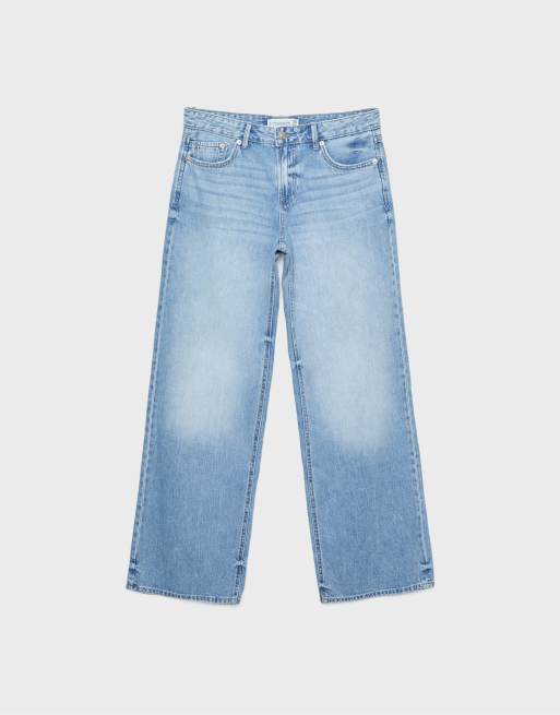Stradivarius Petite - D91 - Jean ample à taille basse - Bleu clair moyen, 6 de 7