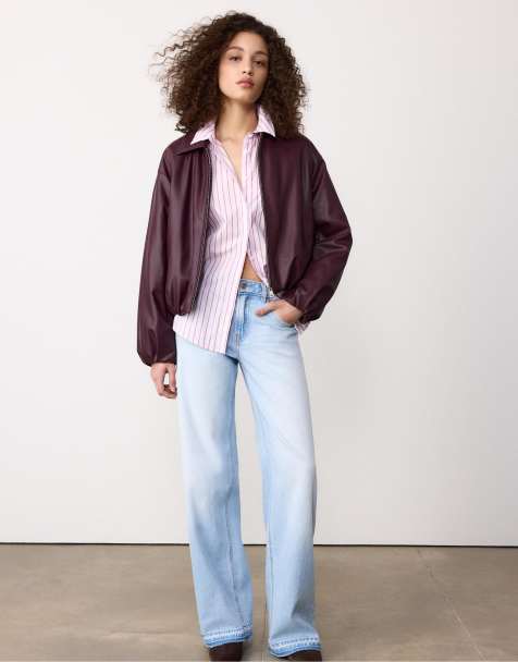 Stradivarius Petite - D91 - Jeans a vita bassa a fondo ampio blu medio chiaro - view 1