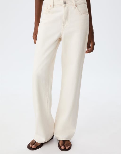 Stradivarius Petite – D92 – Gerade geschnittene, weite Jeans in Vanille, 2 von 4