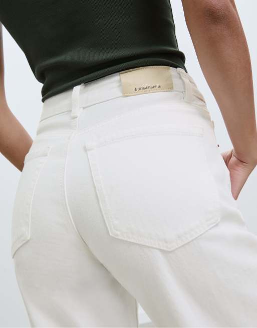 Stradivarius Petite - D92 - Hvide jeans med brede lige ben, 3 af 4