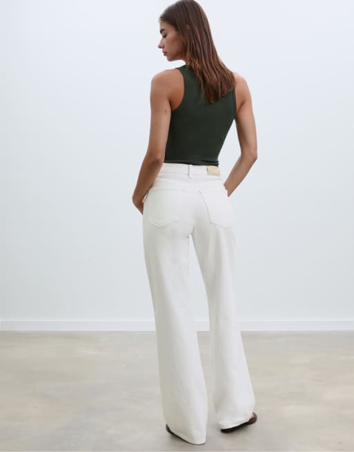 Stradivarius Petite - D92 - Hvide jeans med brede lige ben, 4 af 4