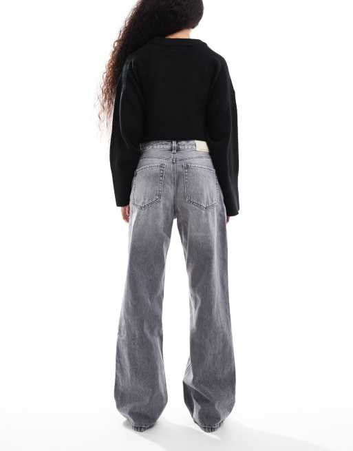 Stradivarius Petite - D92 - Jean droit ample - Gris moyen, 2 de 5