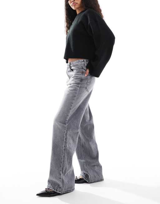 Stradivarius Petite - D92 - Jean droit ample - Gris moyen, 3 de 5