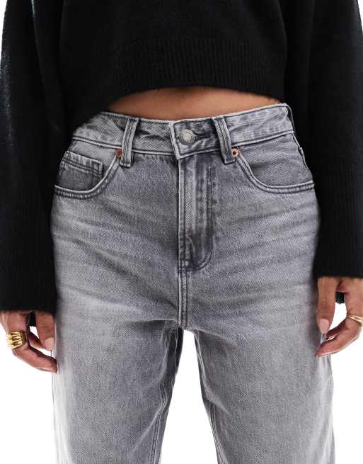 Stradivarius Petite - D92 - Jean droit ample - Gris moyen, 4 de 5