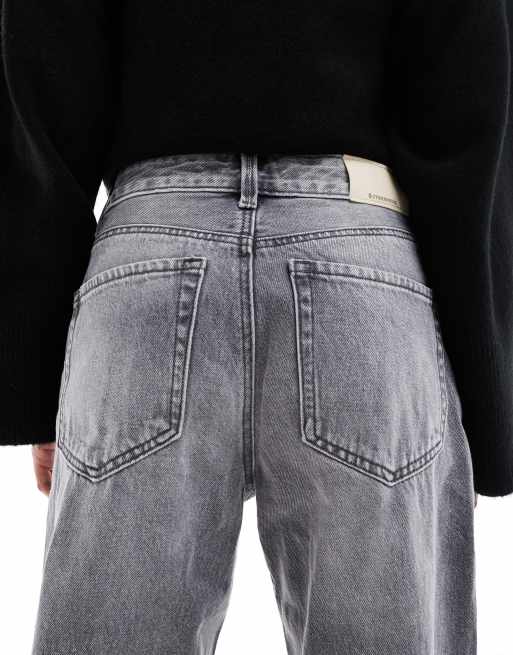 Stradivarius Petite - D92 - Jean droit ample - Gris moyen, 5 de 5