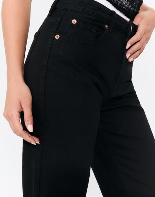 Stradivarius Petite - D92 - Jean droit ample - Noir, 3 de 4