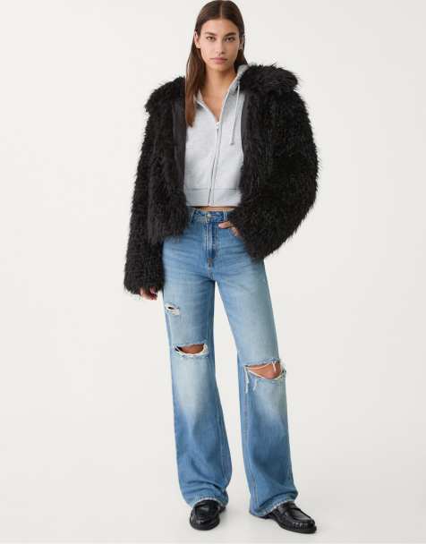 Stradivarius Petite - D92 - Jeans dritti con fondo ampio blu medio chiaro - view 1