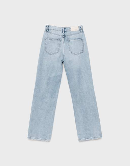 Stradivarius Petite d92 rechte jeans met wijde pijpen in licht gebleekt, 7 van 7
