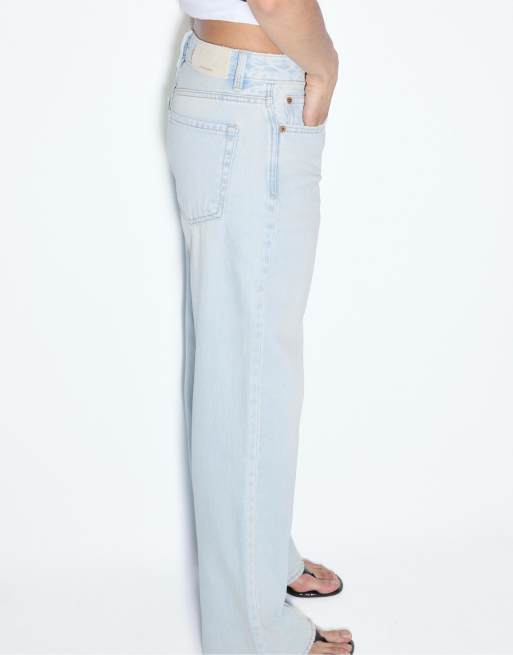 Stradivarius Petite - D92 - Rechte jeans met wijde pijpen in lichtblauw, 2 van 4