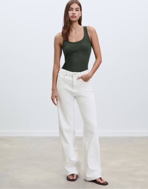Stradivarius Petite – D92 – Vita jeans med raka, vida ben - view 1