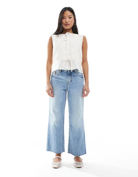 Stradivarius Petite - D96 - Jeans dritti taglio corto lavaggio medio - view 1