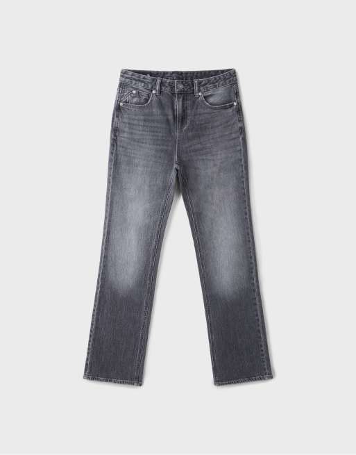 Stradivarius Petite D98 jeans dritti effetto vintage in denim lavaggio grigio scuro, 6 di 7