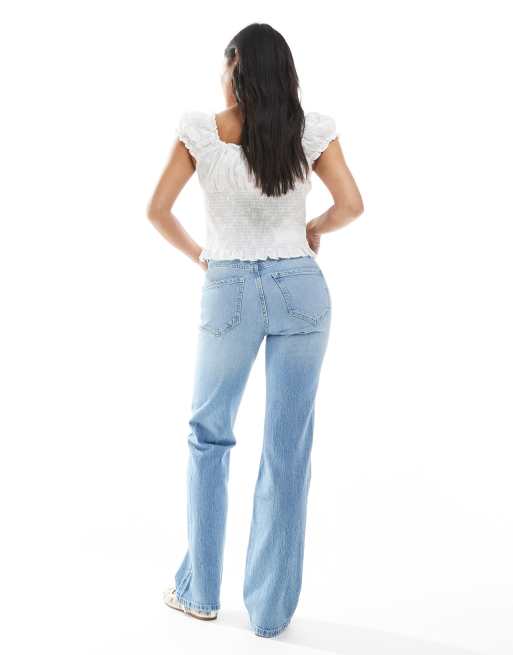 Stradivarius Petite - D98 - Jeans met rechte pijpen en vintage effect in lichtblauw, 2 van 5