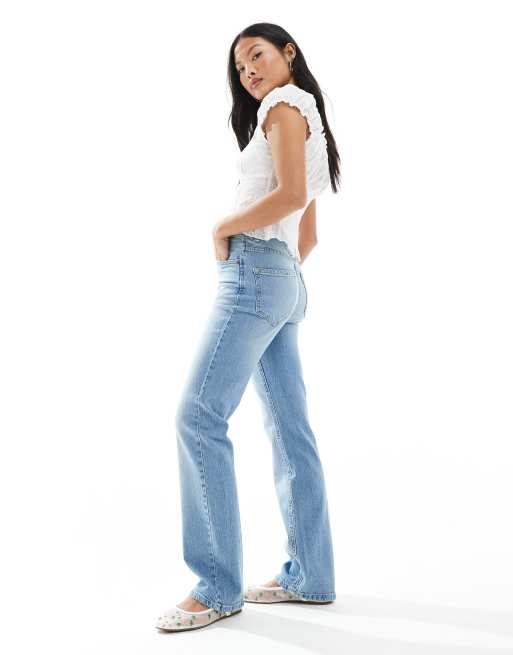 Stradivarius Petite - D98 - Jeans met rechte pijpen en vintage effect in lichtblauw, 3 van 5