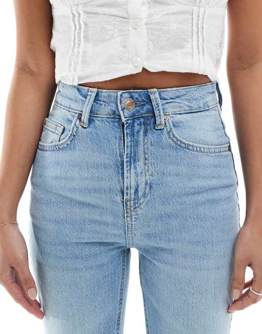 Stradivarius Petite - D98 - Jeans met rechte pijpen en vintage effect in lichtblauw, 4 van 5